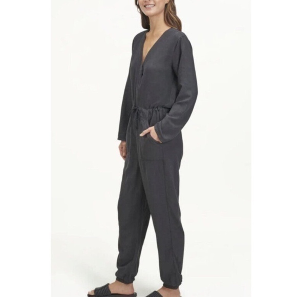 Splendid Montelena Jumpsuit Long Sleeve Gray Linen Blend Size Small